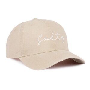 "SALTY" Embroidered Vintage Washed Baseball Cap Hat - Ash Mocha